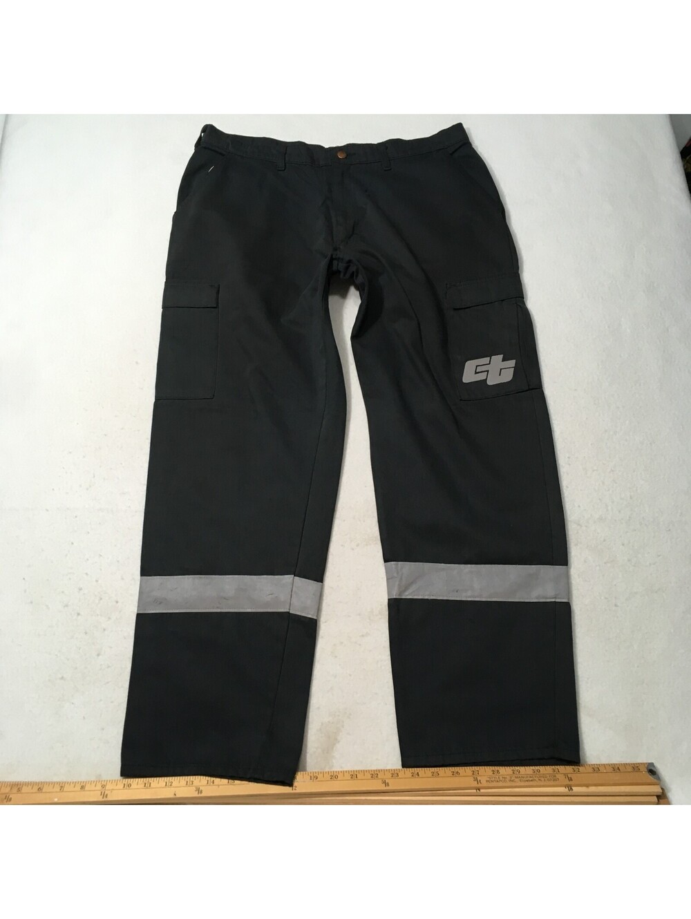 Vintage CALTRANS Work Pants Grey Bluish Reflective Hi-Vis Safety 36 X 32